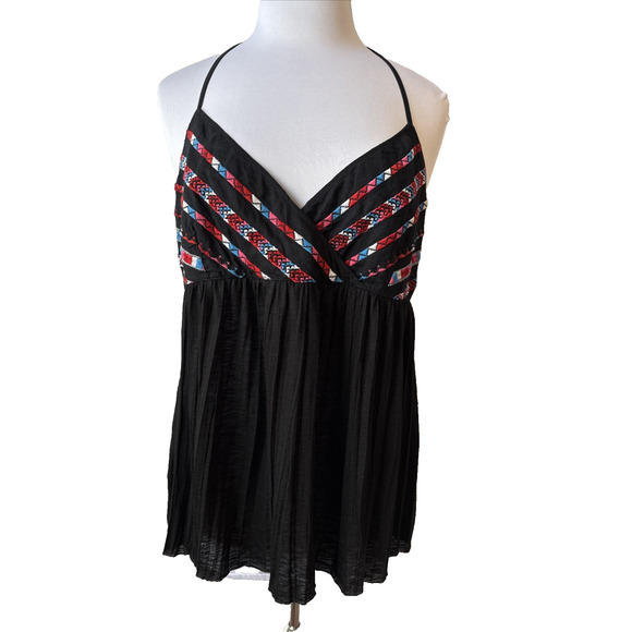 American Eagle Women's XL Y2K Babydoll Halter Embroidered Top Whimsigoth Boho - Picture 1 of 7